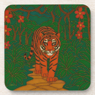 Cloisonne Art Tiger on the Jungle Path Coaster