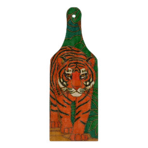 Cloisonne Art Tiger on the Jungle Path Cutting Board
