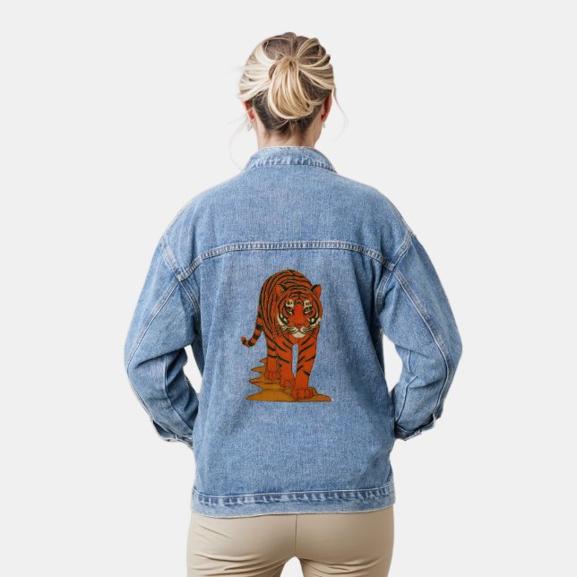 Cloisonne Art Tiger on the Jungle Path Denim Jacket (Model)