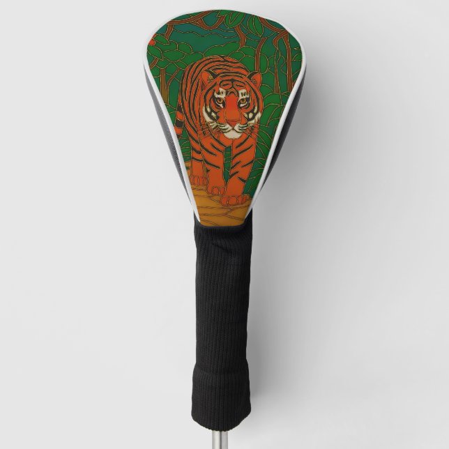 Cloisonne Art Tiger on the Jungle Path Golf Head Cover (Front)