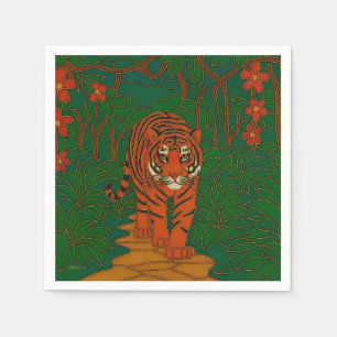 Cloisonne Art Tiger on the Jungle Path Napkin