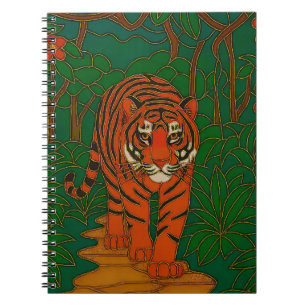 Cloisonne Art Tiger on the Jungle Path Notebook