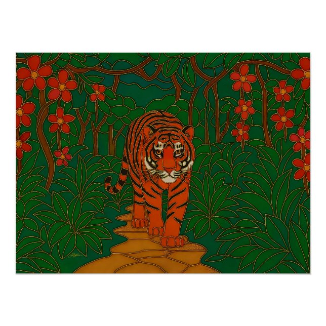 Cloisonne Art Tiger on the Jungle Path Poster (Front)