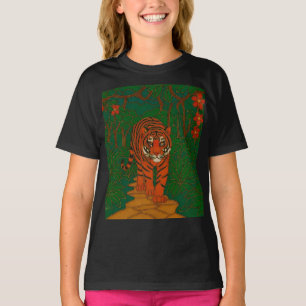 Cloisonne Art Tiger on the Jungle Path T-Shirt