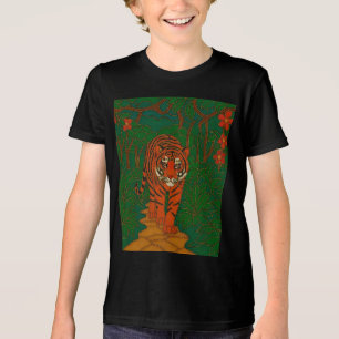 Cloisonne Art Tiger on the Jungle Path Tri-Blend Shirt