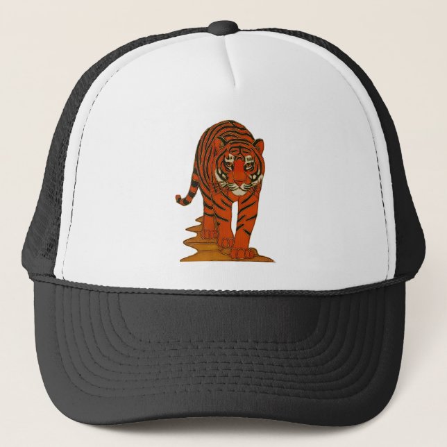 Cloisonne Art Tiger on the Jungle Path Trucker Hat (Front)
