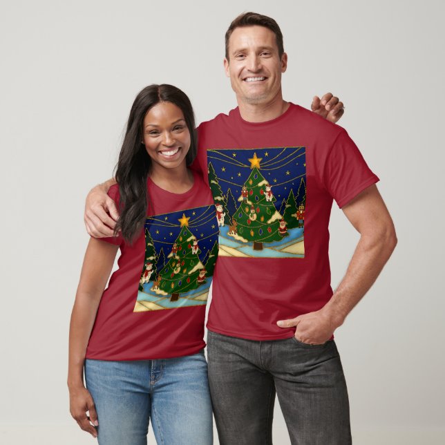 Cloisonne Art Whimsical Forest Classic Christmas  T-Shirt (Unisex)