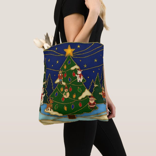 Cloisonne Art Whimsical Forest Classic Christmas  Tote Bag (Close Up)