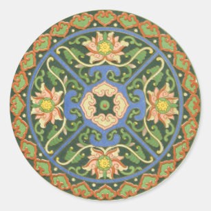 Cloisonne China Patter Asian Oriental Classic Round Sticker