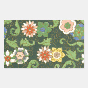 Cloisonne China Patter Asian Oriental Rectangular Sticker