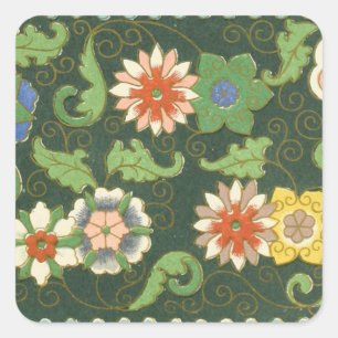 Cloisonne China Patter Asian Oriental Square Sticker