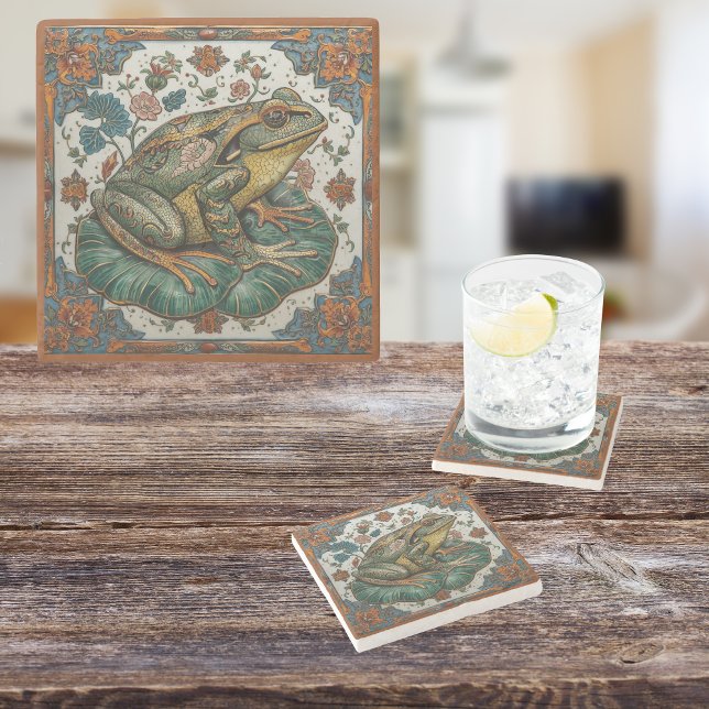 Cloisonne Frog on Lily Pad Stone Coaster (Creator Uploaded)