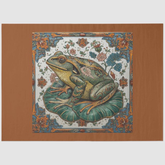 Cloisonne Frog on Lily Pad Tissue & Decoupage Pape Paper (Front)