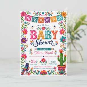   Clolorful Mexican Fiesta Folk Art Baby Shower Invitation