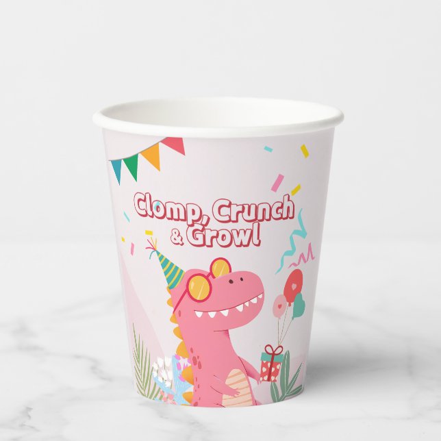 Clomp, Crunch & Growl! Dinosaur Party Paper Cups (Front)
