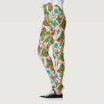 Clorful birds & flowers retro pattern leggings<br><div class="desc">Cool colourful birds and flowers seamless pattern over white background</div>