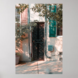 CLOSE GREEN WROUGHT IRON SECURITY DOOR POSTER
