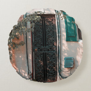 CLOSE GREEN WROUGHT IRON SECURITY DOOR ROUND CUSHION