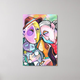 Close-Knit Family - Art Style - Original Painting  Canvas Print