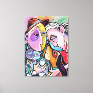 Close-Knit Family - Art Style - Original Painting  Canvas Print