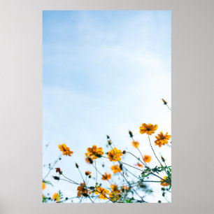 Close shot of yellow flowers poster