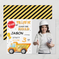 Close the Road Construction Photo Invitation