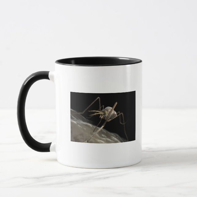 Close up 3d mosquito biting mug (Left)