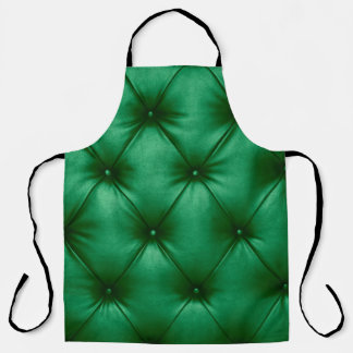 Close up background texture of dark green capitone apron