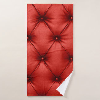 Close up background texture of scarlet red capiton bath towel