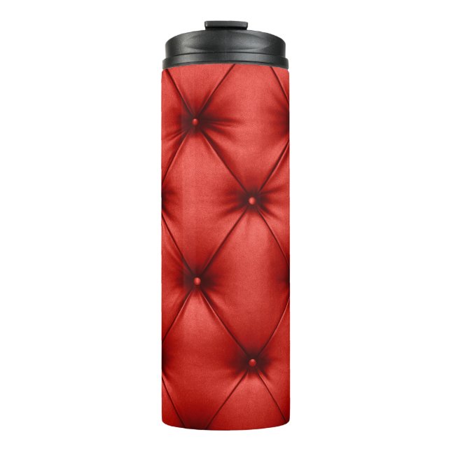 Close up background texture of scarlet red capiton thermal tumbler (Front)