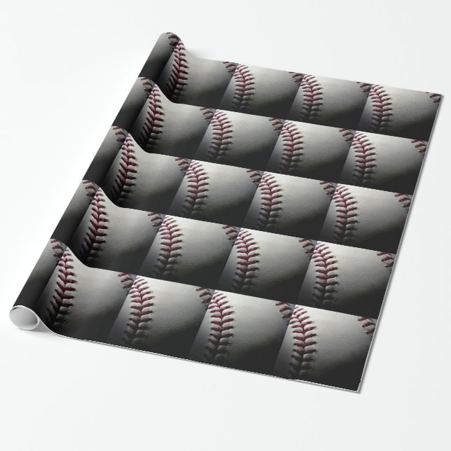 Close-up Baseball Wrapping Paper (Unrolled)