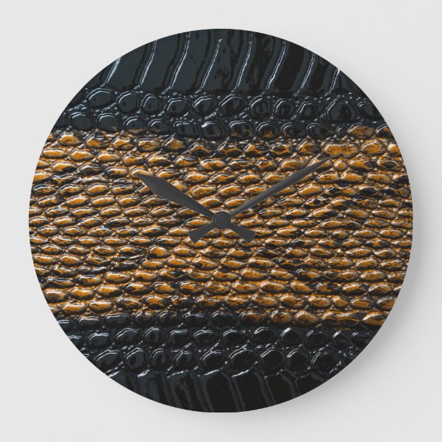 Close-up black snake skin texture large clock (Front)