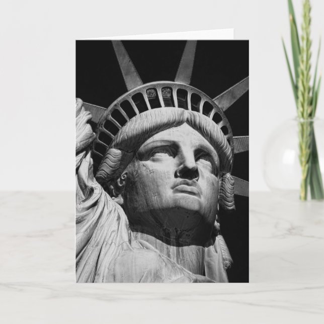 Close-up Black White Statue of Liberty New York Card (Front)