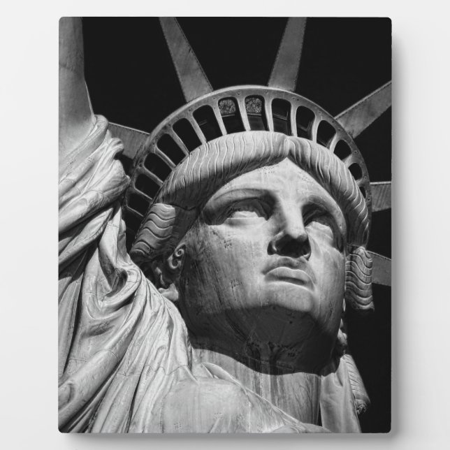 Close-up Black White Statue of Liberty New York Plaque (Front)