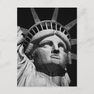 Close-up Black White Statue of Liberty New York Postcard