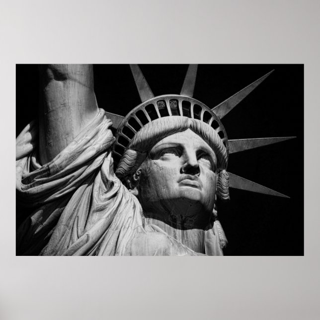 Close-up Black & White Statue of Liberty New York Poster (Front)