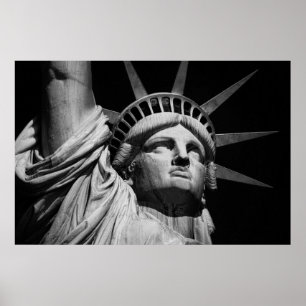 Close-up Black & White Statue of Liberty New York Poster
