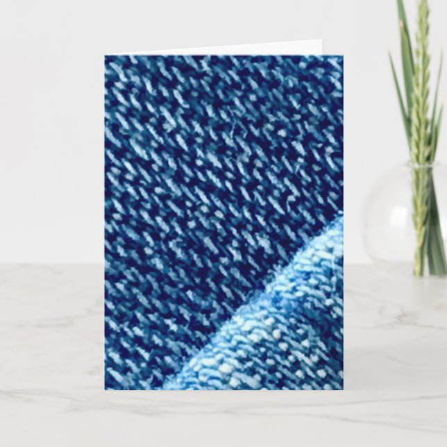 Close-up Blue Denim Fabric Texture Card (Front)