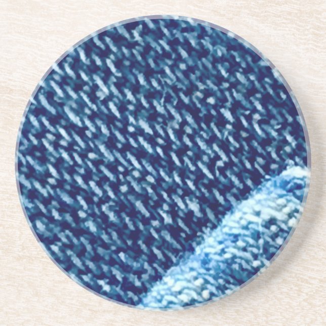 Close-up Blue Denim Fabric Texture Coaster (Front)