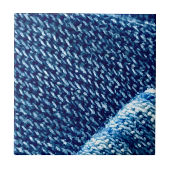 Close-up Blue Denim Fabric Texture Tile (Front)