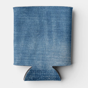 Close-up blue denim jeans texture can cooler