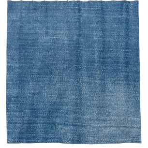 Close-up blue denim jeans texture shower curtain