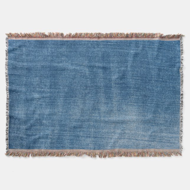 Close-up blue denim jeans texture throw blanket (Front)