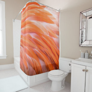 Close Up Coral and Pink Artistic Flamingo Feathers Shower Curtain