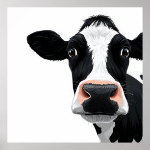 Close-Up Cow Curiosity Poster