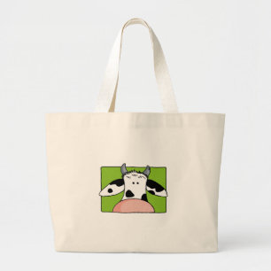 close up cow large tote bag