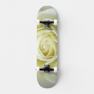 Close up details of white rose skateboard