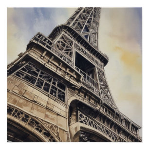 Close-up Eiffel Tower Paris Love City Travel Poster