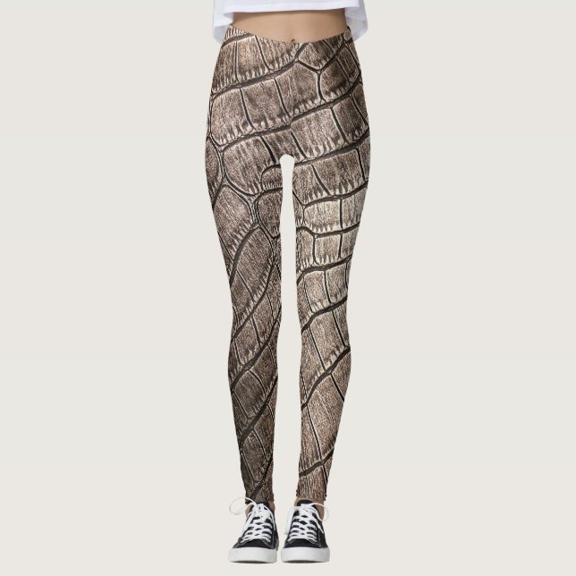 Close-Up Elegant Leather: Textured Pattern Leggings (Front)