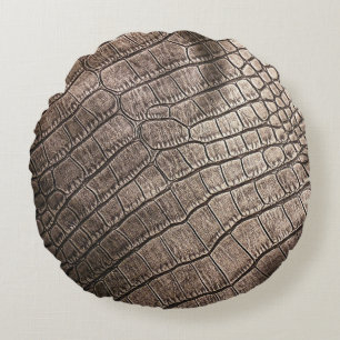 Close-Up Elegant Leather: Textured Pattern Round Cushion